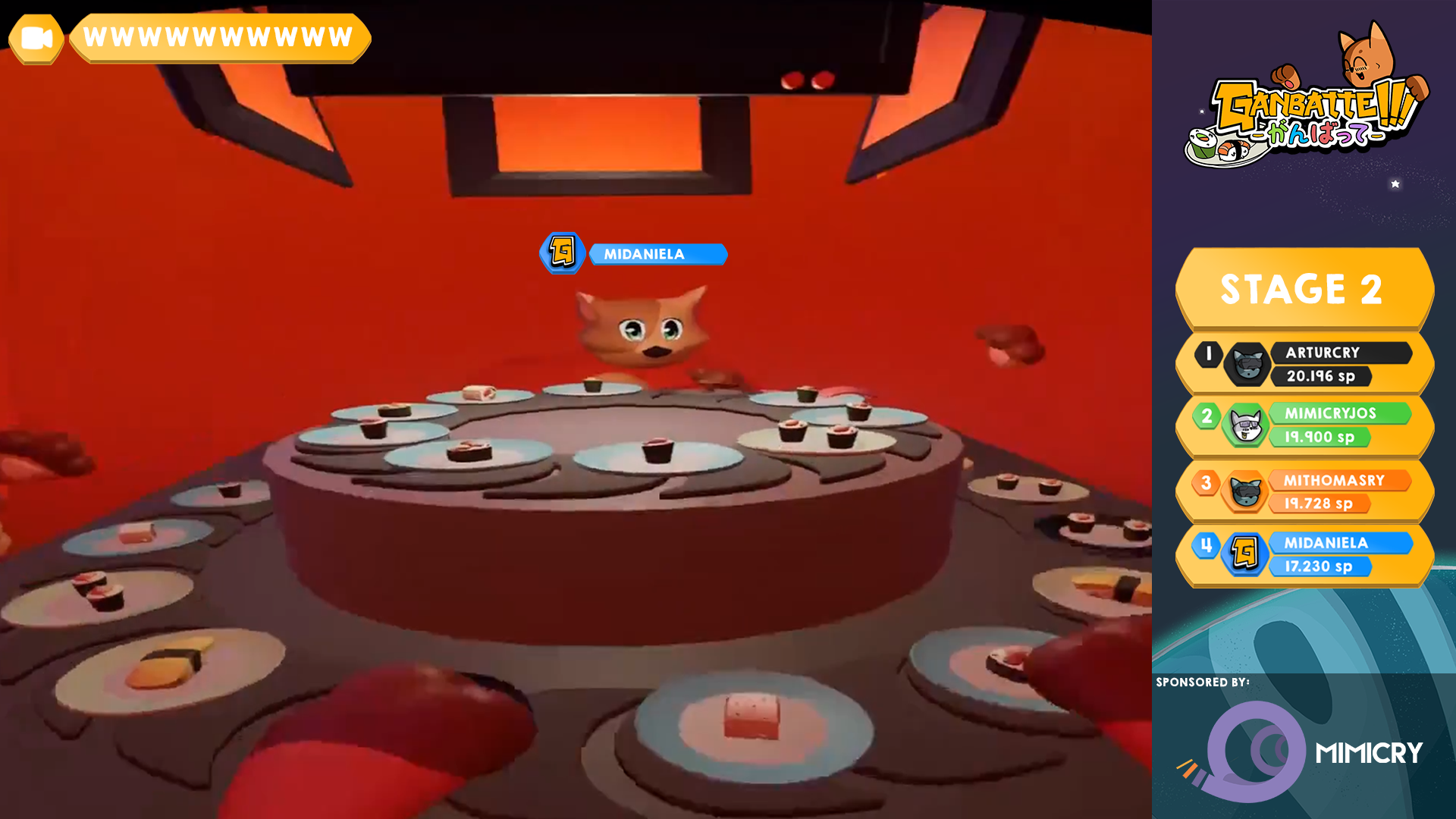 Ganbatte VR game, game view of the spectator screen.